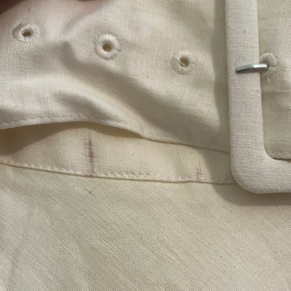 NWT - T Tahari Chic White Belted A-Line Linen Blend Lined Skirt - Picture 5 of 9